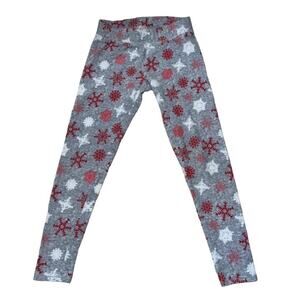SO Girls Snowflake Print Winter Theme Leggings Pajama Pants Gray Size Small